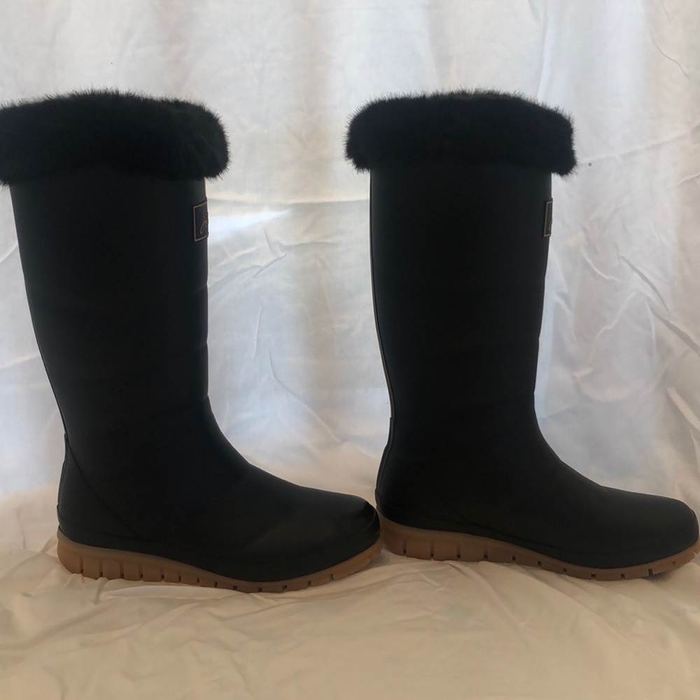 NEW Joules Downton Fur Trimmed Wellies size 8